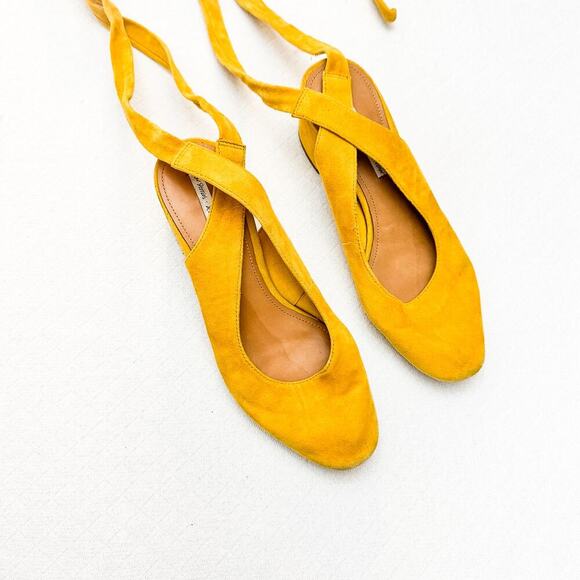 & Other Stories Yellow Suede Square Toe Strappy Block Heel Loafer Size 9 / 39 - Picture 5 of 5